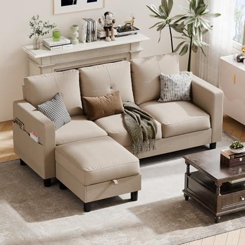 Dark Gray JY Convertible Sectional with L-Shaped Ottoman for Small Spaces