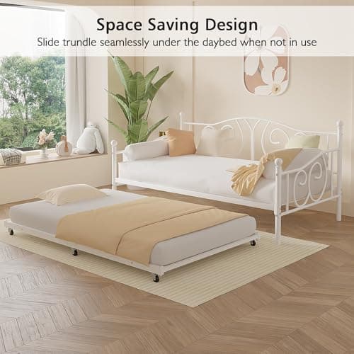 VECELO Twin Daybed with Trundle & Metal Frame, Strong Steel Support
