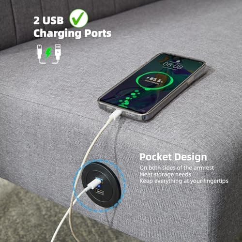 STHOUYN Mini Velvet Armless Loveseat with USB Port for Small Spaces