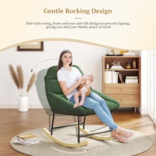 Vesgantti Green Sherpa Fleece Outdoor Rocking Chair