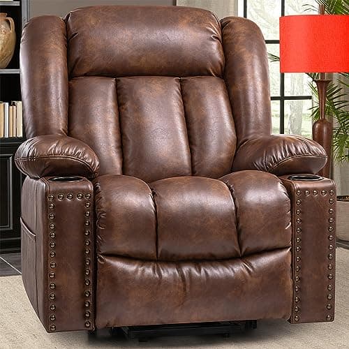 Large Heater & Massager Lift Chair Recliner, Dark Brown, 3 Positions