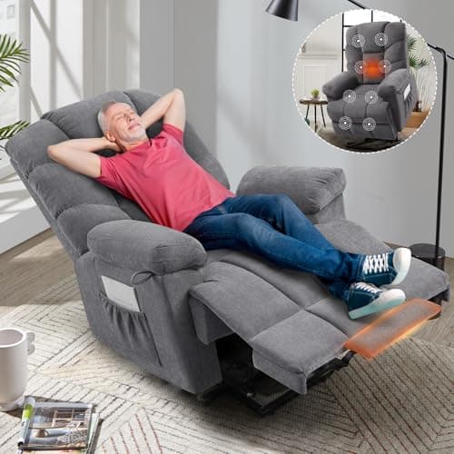 Midnight Blue Power Lift Recliner with Massage and Heat for Seniors