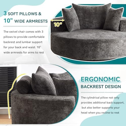 Oversized Swivel Accent Chair for Modern Living Rooms