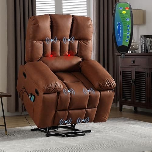 Electric Power Lift Recliner Chair with Massage and Heating for Elderly Adults