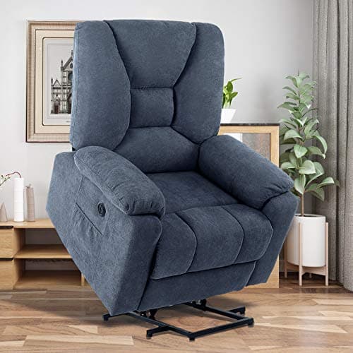 Midnight Blue Power Lift Recliner with Massage and Heat for Seniors