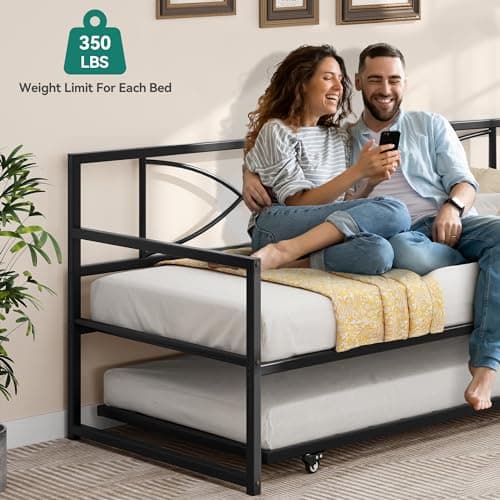 YITAHOME Twin Daybed with Pull Out Trundle - Black