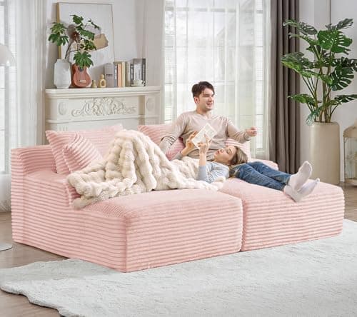 Beige Modern 50-inch Upholstered Chaise Lounge Sofa Bed with Throw Pillows and Armrests