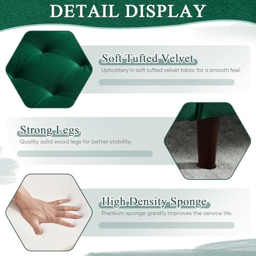 JEEOHEY 64 Inch Mid-Century Modern Green Velvet Love Seat Sofa Furniture