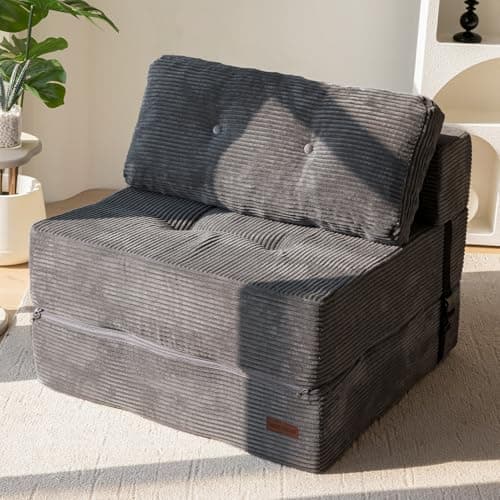 MAXYOYO Convertible Sofa Bed, 4-in-1 Fold Out Lounger, Dark Grey