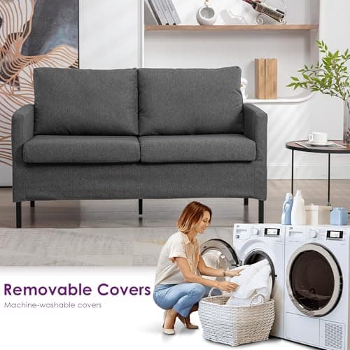 TYBOATLE Dark Grey Modern 51" Small Loveseat Sofa for Living Room & Bedroom