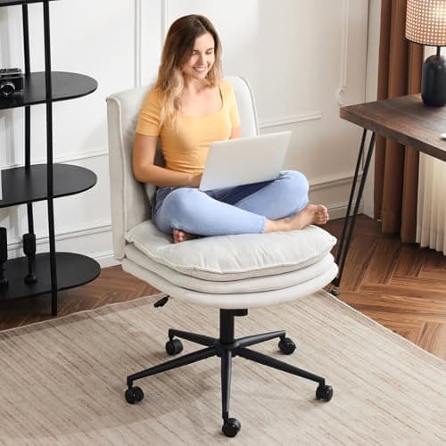 VINGLI Yellow Criss Cross Office Chair, 18" High, Swivel, Padded Seat