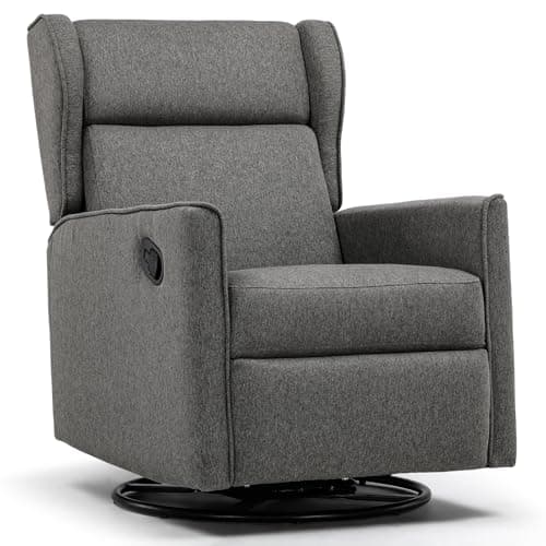 COMHOMA Cream White Swivel Reclining Rocker Chair for Living Room