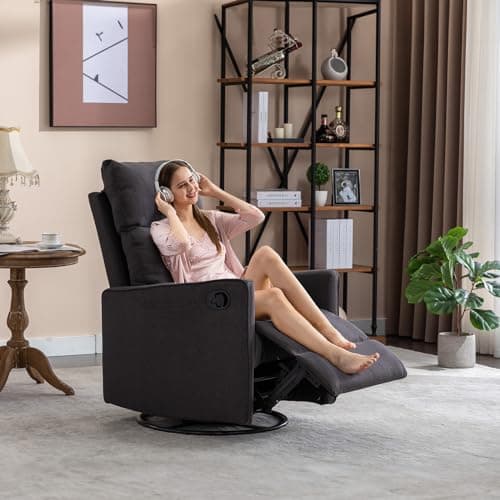 Swivel Rocker Recliner Chair for Living Room - Dark Grey