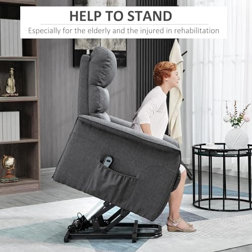 HOMCOM Gray Fabric Power Lift Recliner for Elderly & Adults