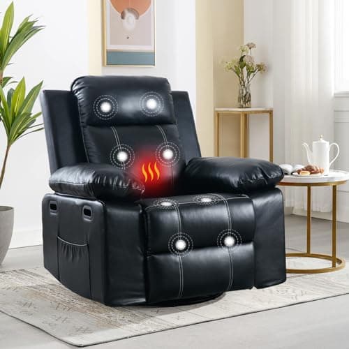 Adult Massage Recliner Chair with Heat and Vibration, Brown PU Leather Rocker recliner for Home Theater, Lounge, Living Room, Nursery