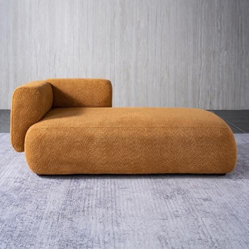 Boucle Cream Upholstered Chaise Lounge for Living Room Bedroom