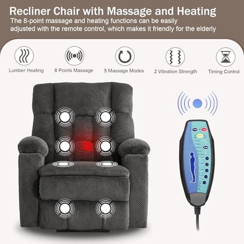 Elderly Lift Chair with Massage & Heating, Recliner with Cup Holders & USB Port