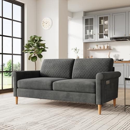 Vesgantti Mid Century Grey 65" Loveseat, Comfortable Living Room Sofa