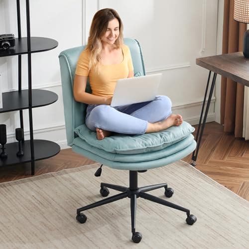 VINGLI Yellow Criss Cross Office Chair, 18" High, Swivel, Padded Seat