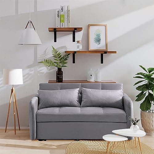 Modern Velvet Sleeper Sofa with USB and Adjustable Backrest