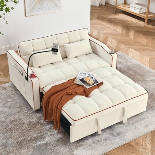 3-in-1 Velvet Convertible Sofa Bed with Storage & USB Port, Gray