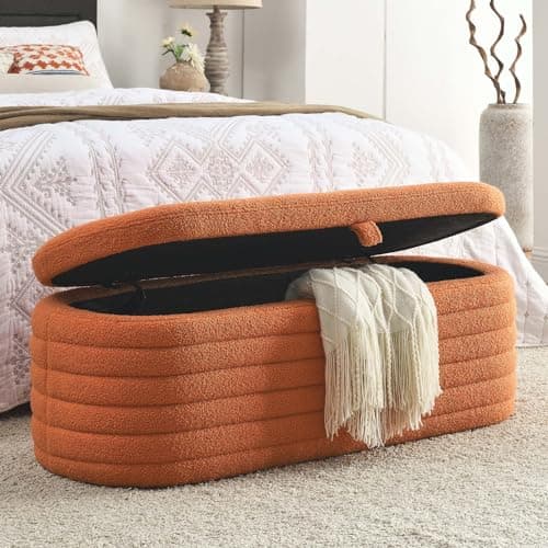 Modern Tufted Ottoman Storage Bench for Bedroom and Living Room - Grey