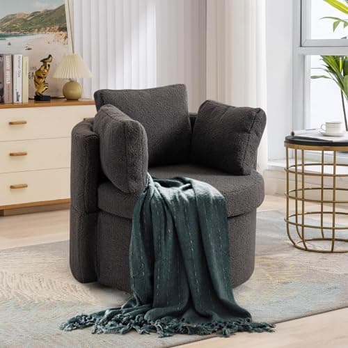 Swivel Barrel Chair with Storage Function for Nursery, Bedroom, Office, Lounge