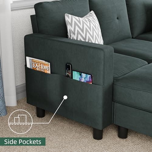 Dark Gray JY Convertible Sectional with L-Shaped Ottoman for Small Spaces