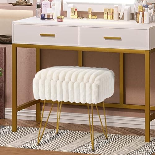 White Gold Leg Storage Bench with Seating & Bedside Organizer