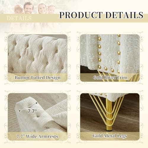 Chenille Loveseat Sofa - Comfy and Stylish for Living Room, Office, Apartment (Beige)