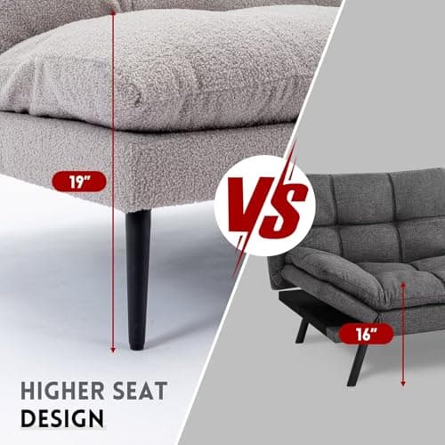 Modern Grey Splitback Futon Sofa Bed with Adjustable Backrest