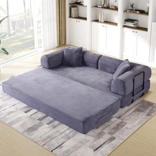 JEEOHEY Convertible Sofa Bed, Queen Size Memory Foam Couch for Living Room & Bedroom, Black