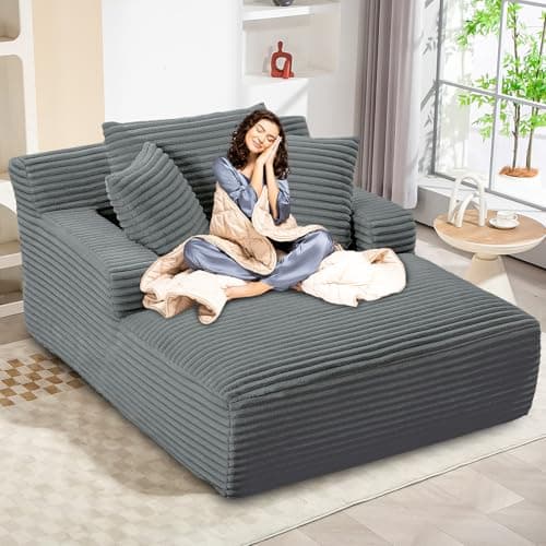 Comfy Oversized Chaise Lounge Chair for Indoor Use (Orange)
