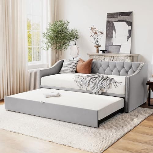 Twin Size Pop-Up Daybed with Extendable Frame (Gray)