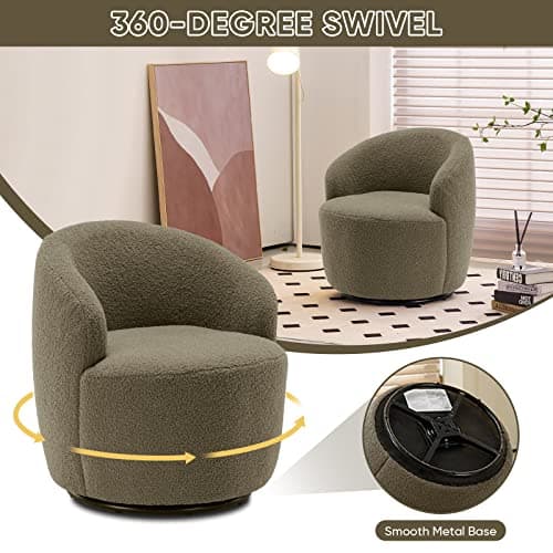 Modern Swivel Barrel Accent Chair for Nursery, Living Room, Hotel, Bedroom, Office, Lounge