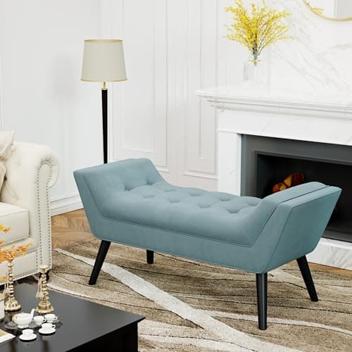Alunaune Dark Gray Velvet Tufted Ottoman Bed Bench with Storage
