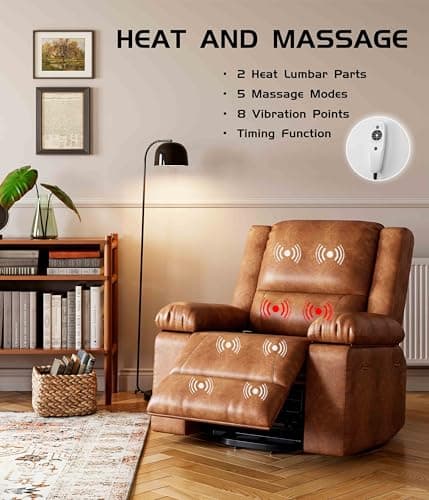 Elderly Electric Recliner with Heat, Massage, and PU Leather