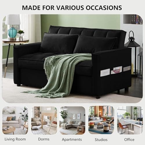 Convertible Sleeper Sofa Bed - No.1-Black
