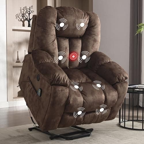 CANMOV Smoke Gray Power Lift Recliner with Massage, Heat, and Safety Mechanism