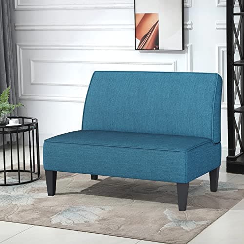 Changjie Blue Small Loveseat Sofa for Bedroom and Living Room