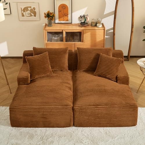 79" Dark Grey Corduroy Oversized Chaise Lounge Couch for Living Room