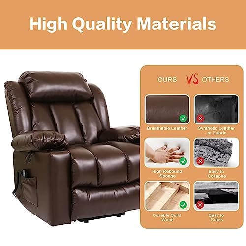 PARKOL Power Lift Recliner Chair with Massage & Heat (Brown)