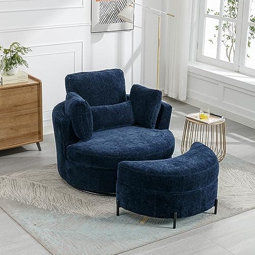 Oversized Swivel Accent Chair for Living Room Bedroom Hotel Office - Beige Boucle