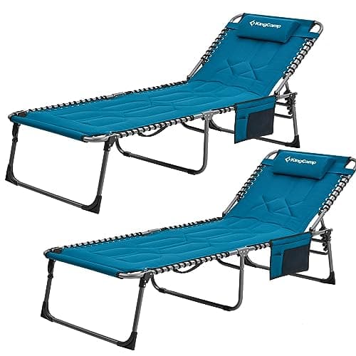 KingCamp Oversize Padded Folding Chaise Lounge Chair for Outdoor Use