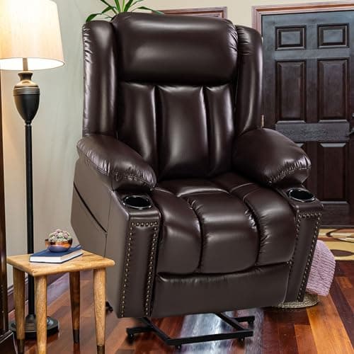 Large Heater & Massager Lift Chair Recliner, Dark Brown, 3 Positions