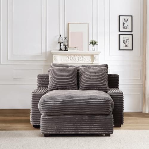 Oversized Corduroy Chaise Lounge Chair for Living Room or Bedroom