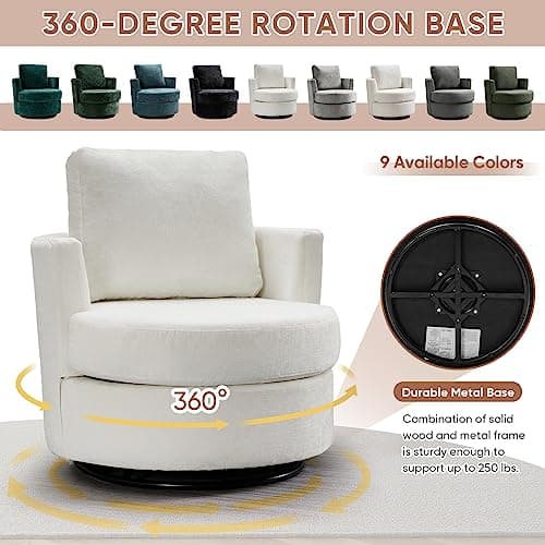 Swivel Barrel Chair for Living Room - Modern Beige Design