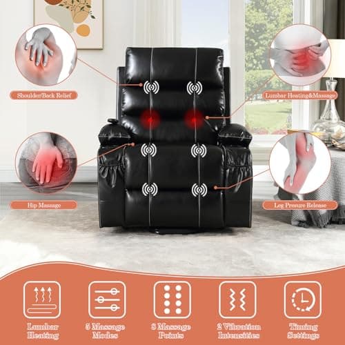 JEEOHEY Electric Power Lift Recliner Chair for Seniors with Massage & Heat, Large Single Sofa Perfect for Home Theater Seating(Black)  
JEEOHEY Electric Power Lift Recliner Chair with Side Pockets&Cup Holders for Adults(Black)  
JEEOHEY Power Lift Re