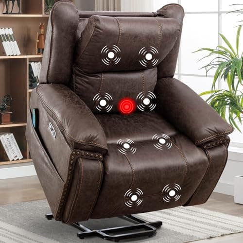 CANMOV Electric Recliner Chair with Massage and Heat, Brown