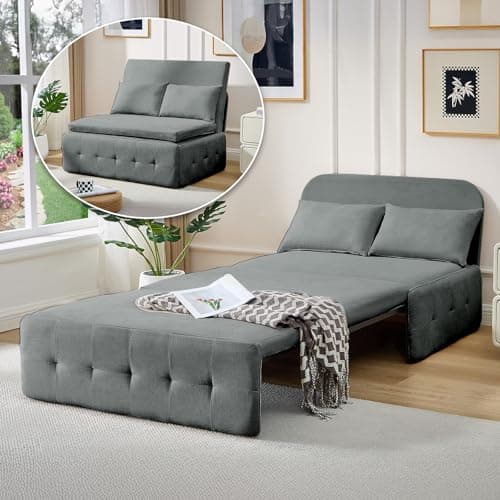 3-in-1 Dark Gray Convertible Sofa Bed, Pull-Out Sleeper Twin Sofa for Living Room, Bedroom